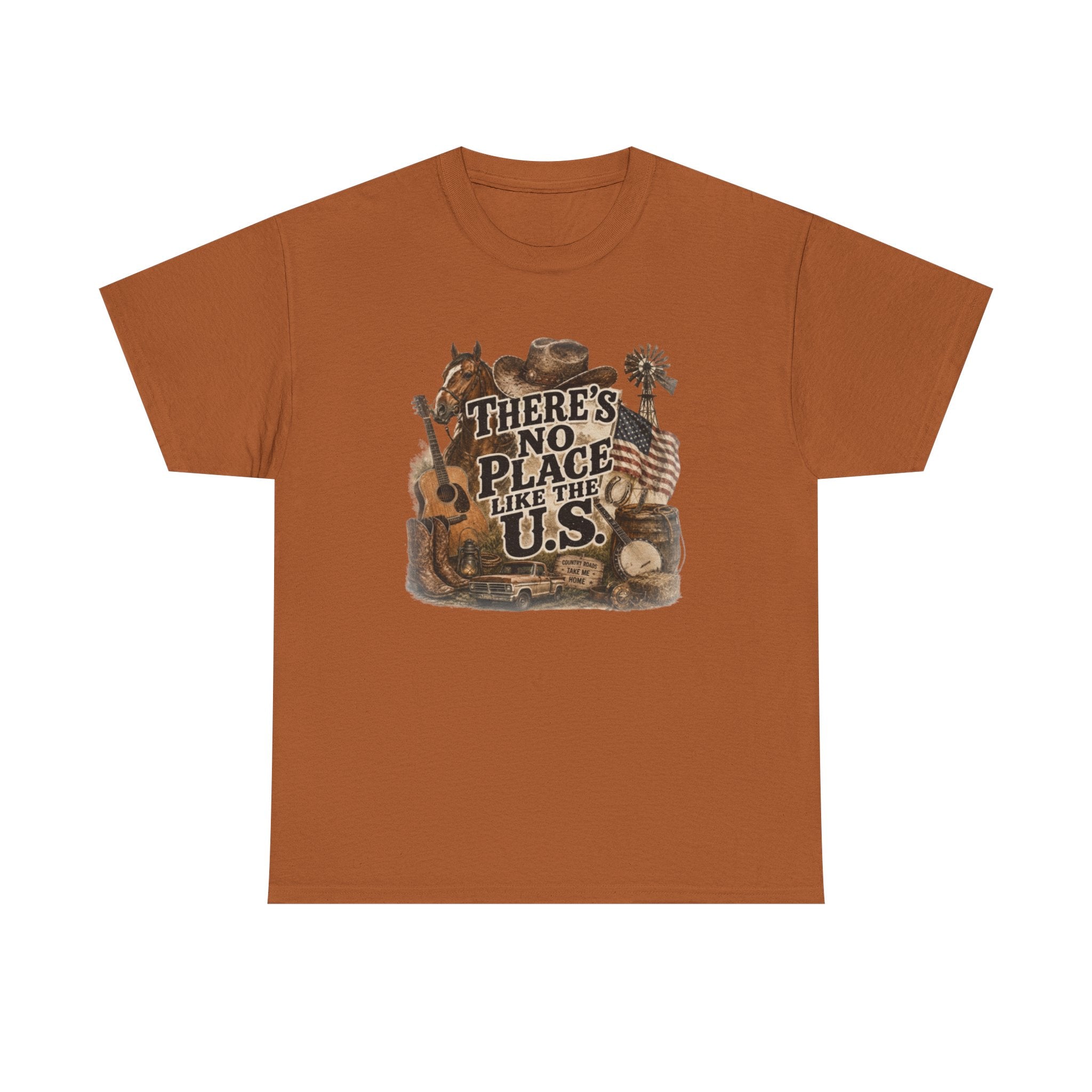 Vintage USA graphic tee in Texas Orange - There's No Place Like the US