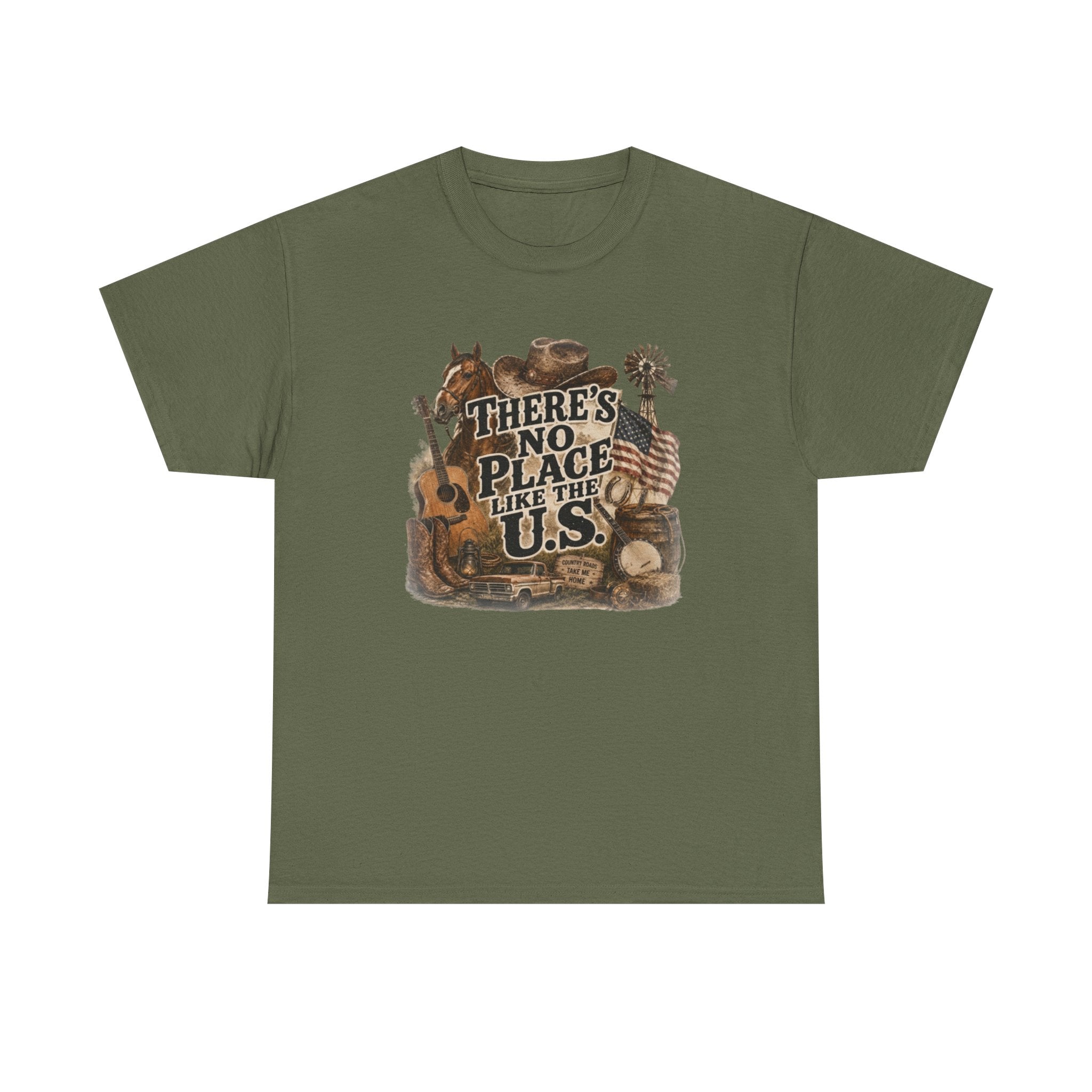 There's No Place Like the US tee - Military Green colorway Spicy Blondie