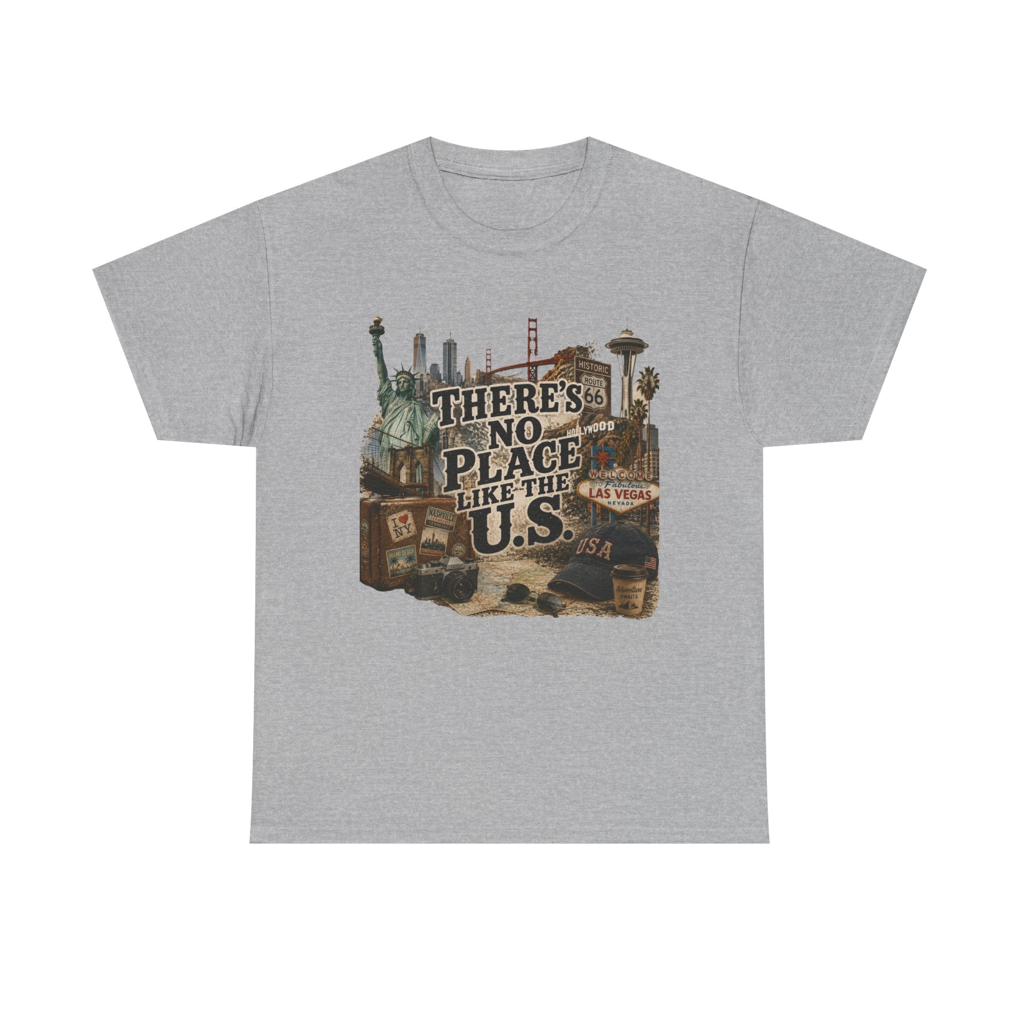 Spicy Blondie USA landmarks tee - Old Gold colorway front view