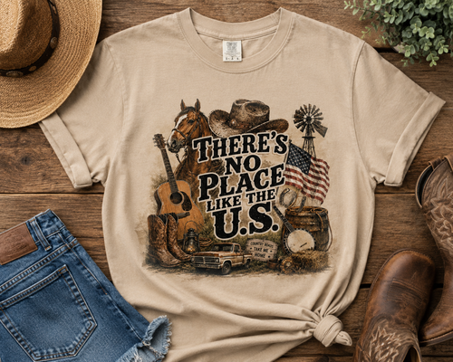 There's No Place Like the U.S. Country Life tee lifestyle shot - Spicy Blondie