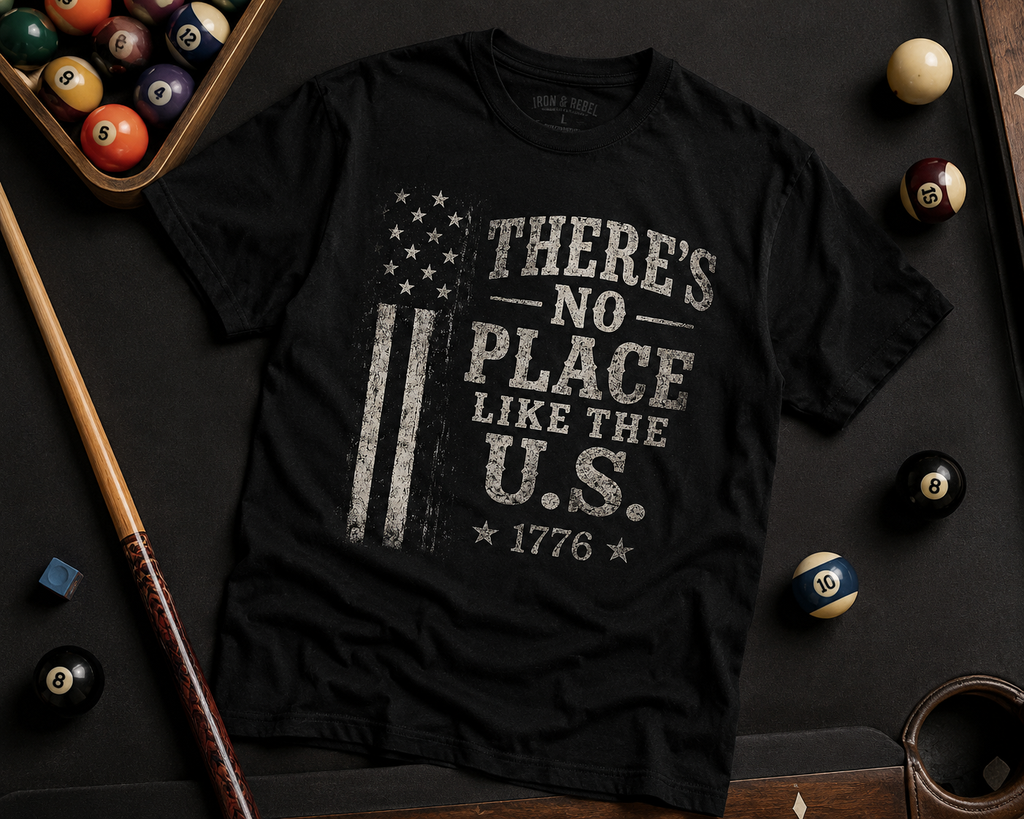 1776 patriotic flag graphic tee in black - Spicy Blondie grunge distressed design